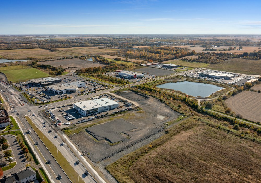 Aerial view of an industrial park with serviced land